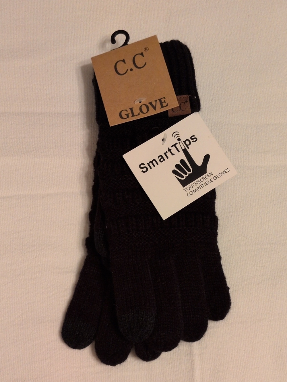 C.C SmartTips Touchscreen Compatible Gloves Black Knit Women's OS NWT